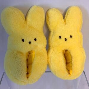 Peeps Bunny Slippers Kids Size M 13-1 Yellow Plush Easter Novelty